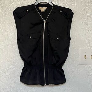 Michael Kors Black Zip-Up Top
